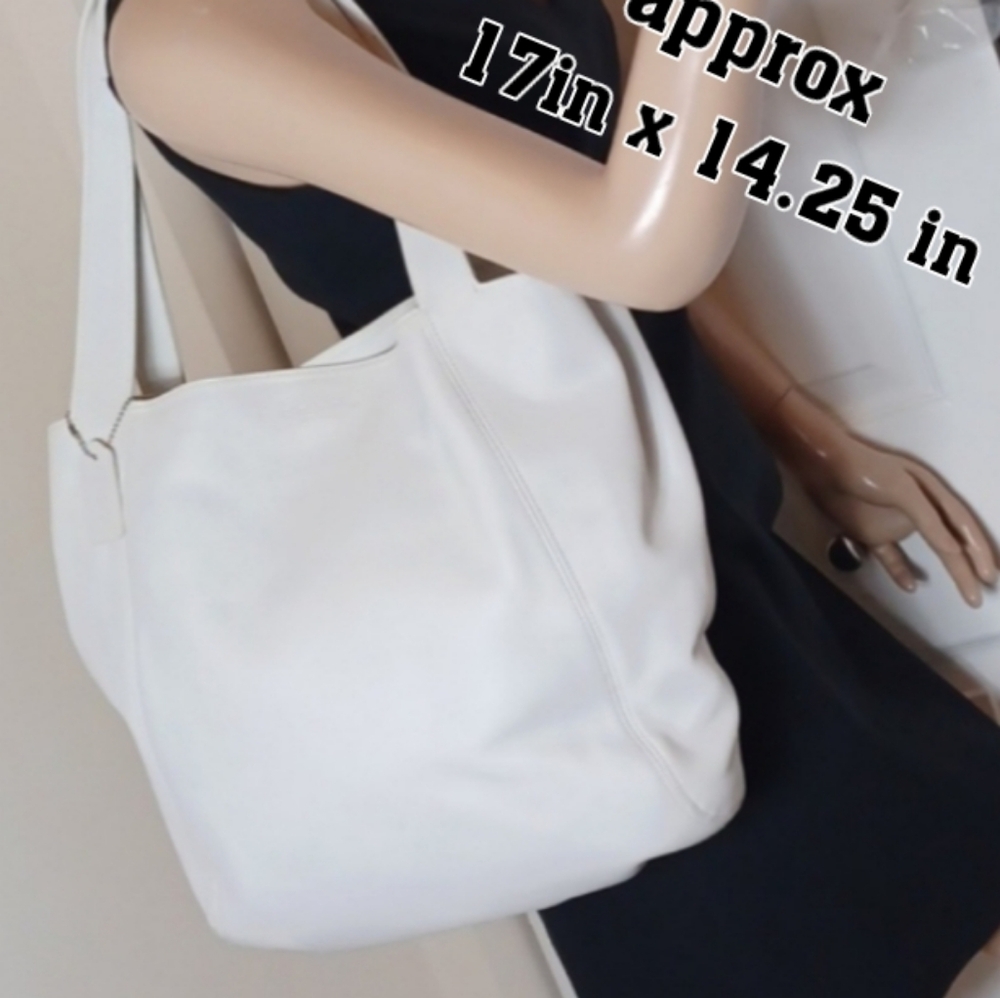 17in NEW,OLD STOCK 1998:VINTAGE COACH PURE WHITE LEXINGTON SHOPPER HOBO TOTE BAG